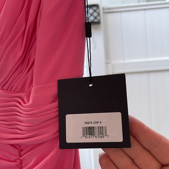 Ieena x Mac Duggal - Candy Pink Jersey Sleeveless Side Ruched Slit Gown Size 4 - Picture 17 of 17